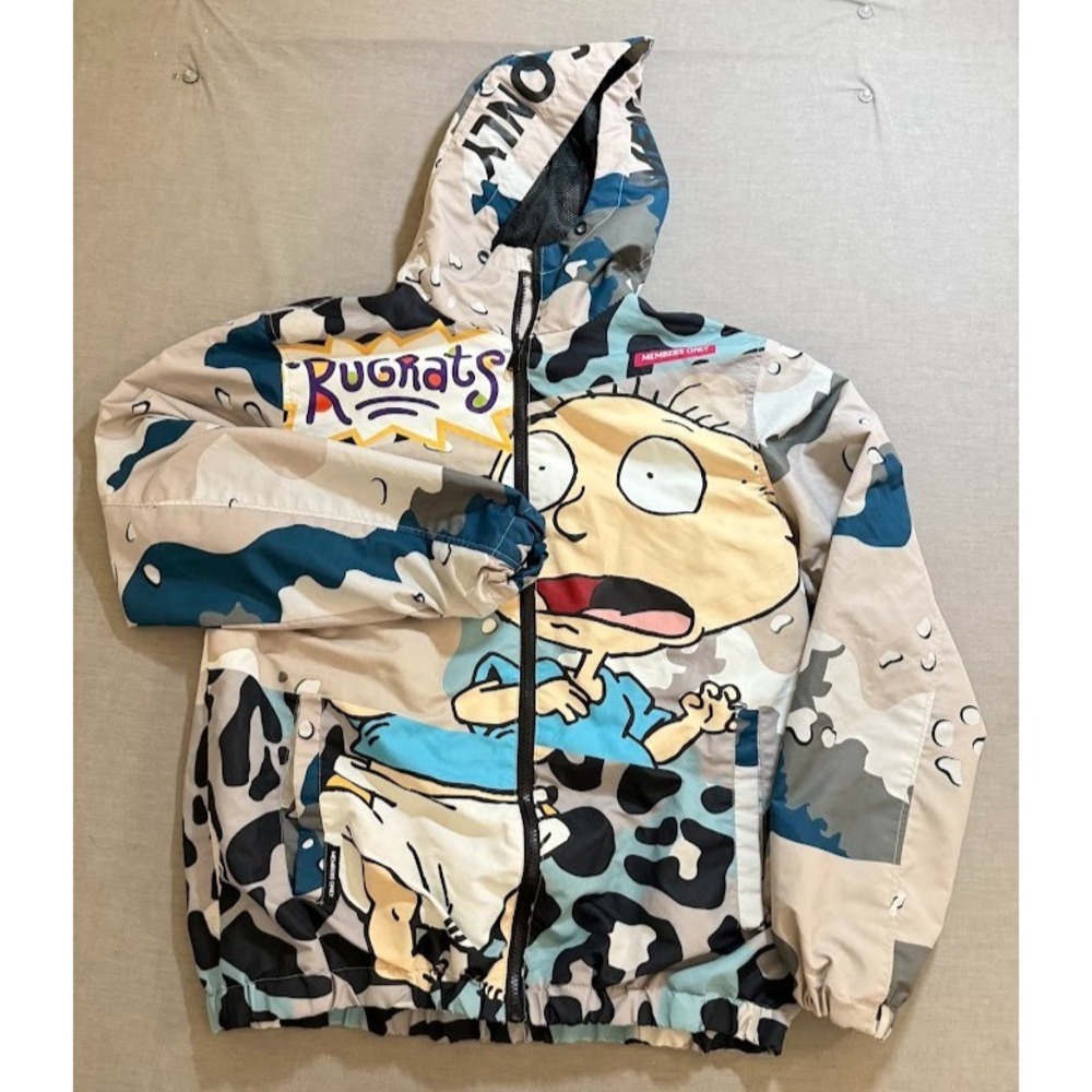 Members Only x Nickelodeon Rugrats Jacket Adult M White Full Zip Windbreaker.